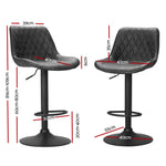 Artiss 2x Bar Stools Gas Lift Vintage Leather Black - Furniture > Bar Stools & Chairs