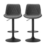 Artiss 2x Bar Stools Gas Lift Vintage Leather Black - Furniture > Bar Stools & Chairs