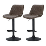 Artiss 2x Bar Stools Gas Lift Vintage Leather Brown - Furniture > Bar Stools & Chairs
