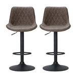 Artiss 2x Bar Stools Gas Lift Vintage Leather Brown - Furniture > Bar Stools & Chairs