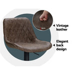 Artiss 2x Bar Stools Gas Lift Vintage Leather Brown - Furniture > Bar Stools & Chairs