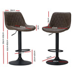 Artiss 2x Bar Stools Gas Lift Vintage Leather Brown - Furniture > Bar Stools & Chairs