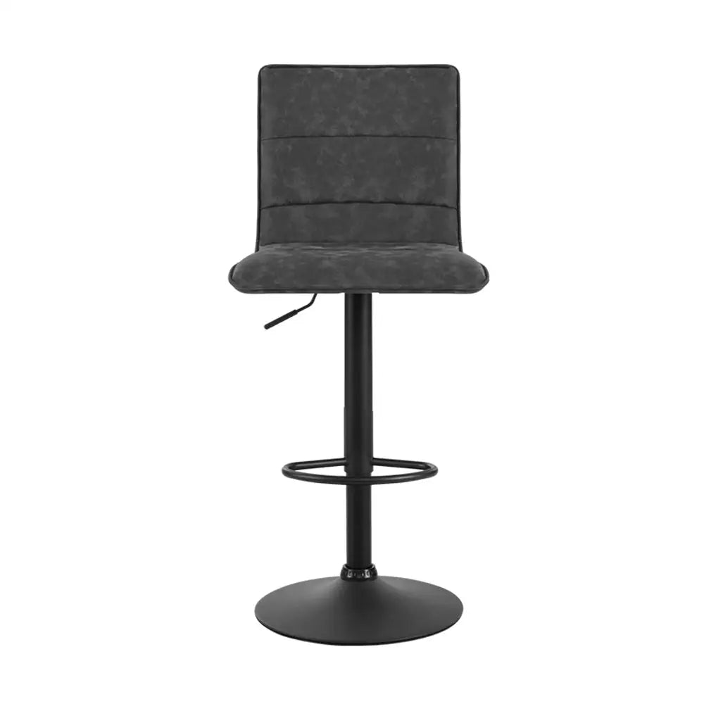 Artiss 2x Bar Stools Gas Lift Vintage Leather Grey - Furniture > Bar Stools & Chairs