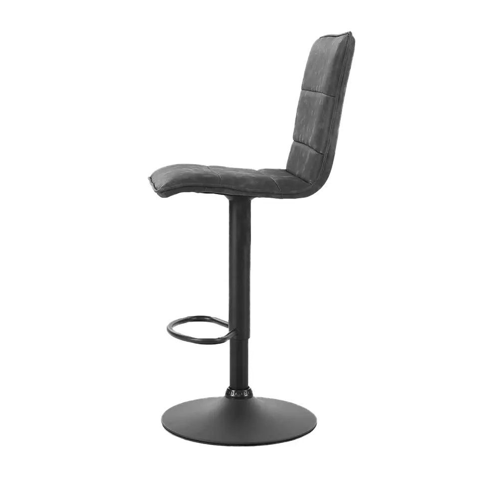 Artiss 2x Bar Stools Gas Lift Vintage Leather Grey - Furniture > Bar Stools & Chairs