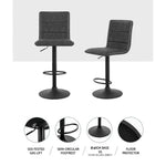 Artiss 2x Bar Stools Gas Lift Vintage Leather Grey - Furniture > Bar Stools & Chairs