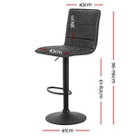 Artiss 2x Bar Stools Gas Lift Vintage Leather Grey - Furniture > Bar Stools & Chairs