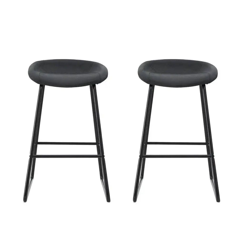 Artiss 2x Bar Stools Kitchen Dining Chairs Counter Stool PU Leather Metal - Furniture > Bar Stools & Chairs > Table &