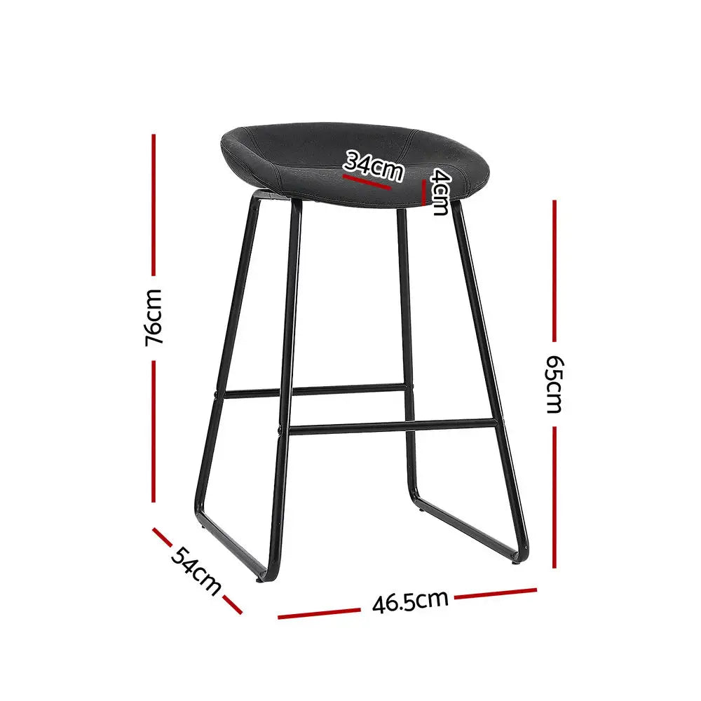 Artiss 2x Bar Stools Kitchen Dining Chairs Counter Stool PU Leather Metal - Furniture > Bar Stools & Chairs > Table &