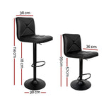Artiss 2x Bar Stools Kitchen Dining Chairs Gas Lift Stool Leather Black - Furniture > Bar Stools & Chairs > Table & Bar