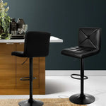 Artiss 2x Bar Stools Kitchen Dining Chairs Gas Lift Stool Leather Black - Furniture > Bar Stools & Chairs > Table & Bar