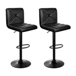 Artiss 2x Bar Stools Kitchen Dining Chairs Gas Lift Stool Leather Black - Furniture > Bar Stools & Chairs > Table & Bar