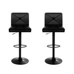 Artiss 2x Bar Stools Kitchen Dining Chairs Gas Lift Stool Leather Black - Furniture > Bar Stools & Chairs > Table & Bar
