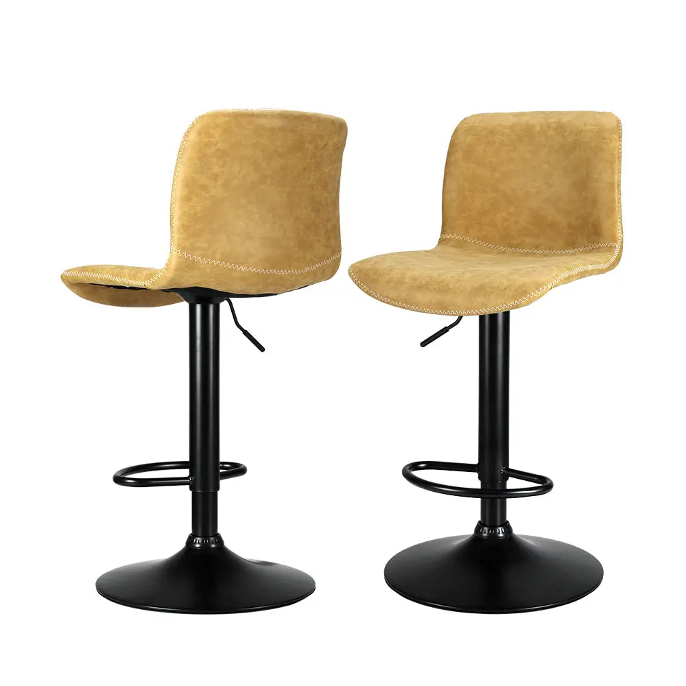 Artiss 2x Bar Stools Kitchen Swivel Bar Stool Gas Lift Chairs Barstools Brown - Furniture > Bar Stools & Chairs