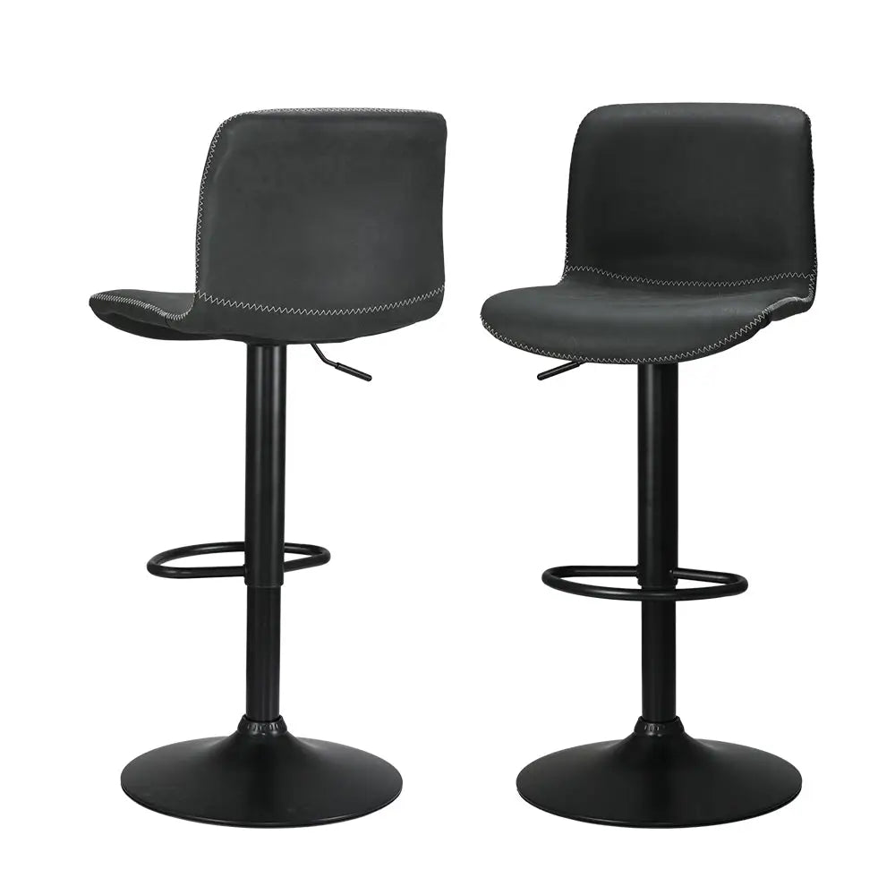 Artiss 2x Bar Stools Kitchen Swivel Bar Stool Gas Lift Chairs Barstools Black - Furniture > Bar Stools & Chairs