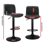 Artiss 2x Bar Stools Kitchen Swivel Bar Stool Gas Lift Chairs Barstools Black - Furniture > Bar Stools & Chairs