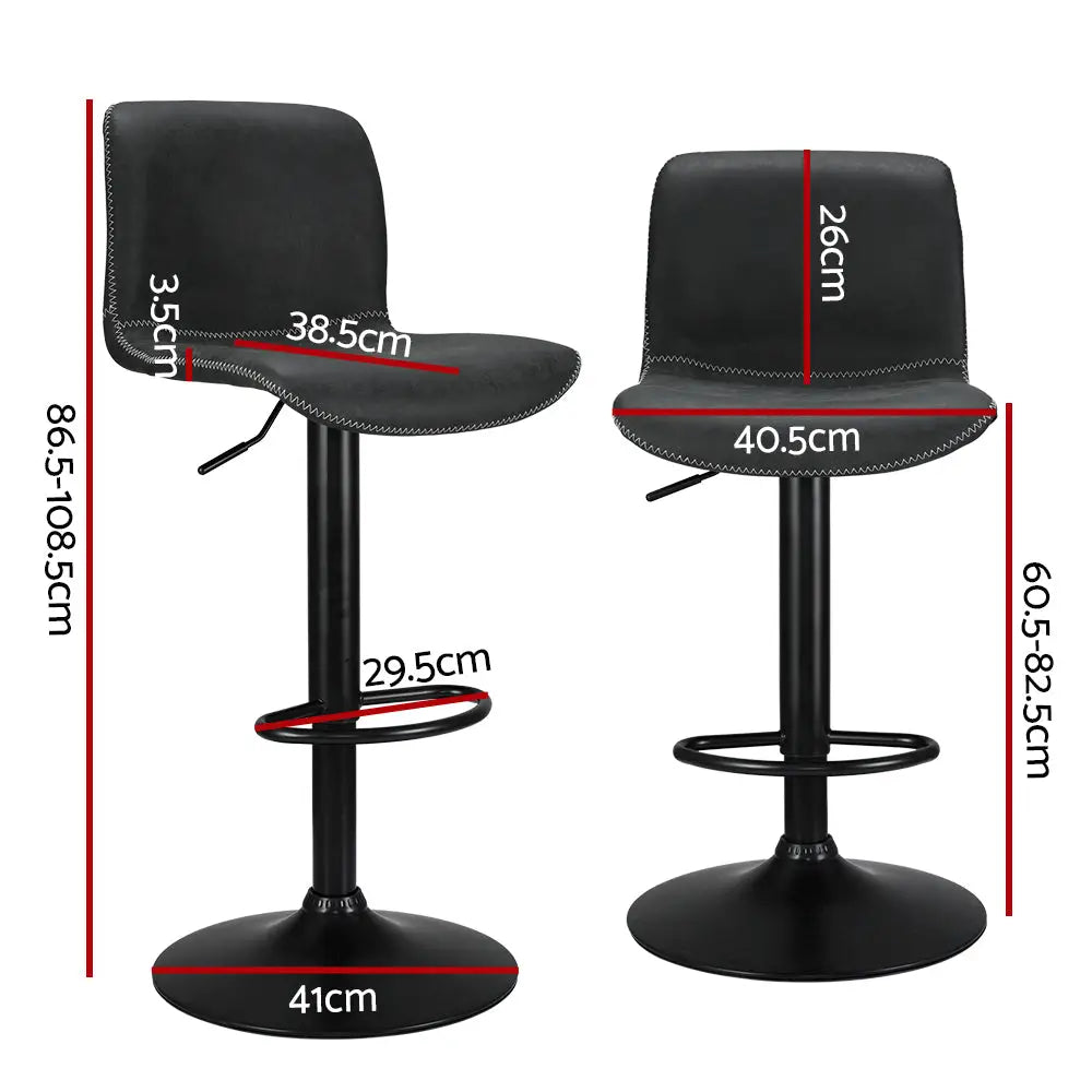 Artiss 2x Bar Stools Kitchen Swivel Bar Stool Gas Lift Chairs Barstools Black - Furniture > Bar Stools & Chairs