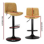 Artiss 2x Bar Stools Kitchen Swivel Bar Stool Gas Lift Chairs Barstools Brown - Furniture > Bar Stools & Chairs