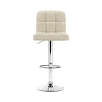 Artiss 2x Bar Stools Leather Gas Lift Beige - Furniture > Bar Stools & Chairs