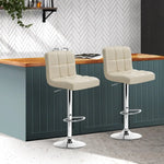 Artiss 2x Bar Stools Leather Gas Lift Beige - Furniture > Bar Stools & Chairs
