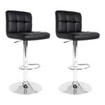 Artiss 2x Bar Stools Leather Gas Lift Black - Furniture > Bar Stools & Chairs