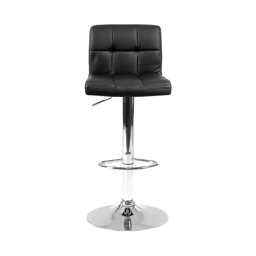 Artiss 2x Bar Stools Leather Gas Lift Black - Furniture > Bar Stools & Chairs
