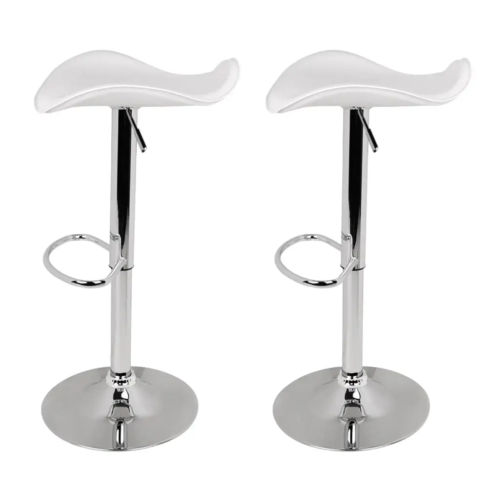 Artiss 2x Bar Stools Leather Gas Lift Chair White - Furniture > Bar Stools & Chairs