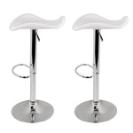 Artiss 2x Bar Stools Leather Gas Lift Chair White - Furniture > Bar Stools & Chairs