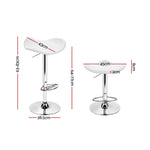 Artiss 2x Bar Stools Leather Gas Lift Chair White - Furniture > Bar Stools & Chairs