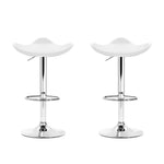 Artiss 2x Bar Stools Leather Gas Lift Chair White - Furniture > Bar Stools & Chairs