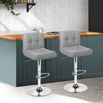 Artiss 2x Bar Stools Leather Gas Lift Grey - Furniture > Bar Stools & Chairs