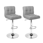 Artiss 2x Bar Stools Leather Gas Lift Grey - Furniture > Bar Stools & Chairs