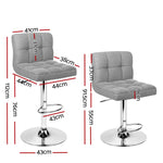 Artiss 2x Bar Stools Leather Gas Lift Grey - Furniture > Bar Stools & Chairs