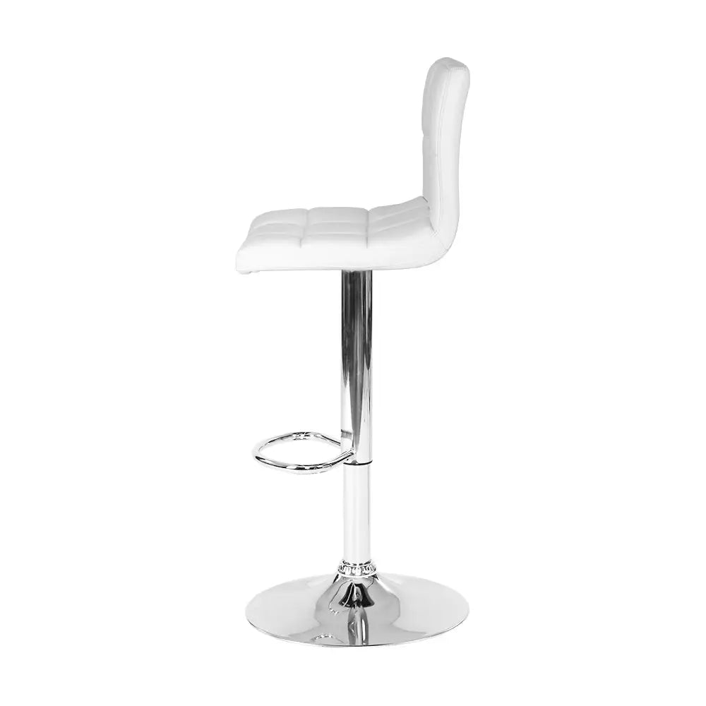 Artiss 2x Bar Stools Leather Gas Lift White - Furniture > Bar Stools & Chairs