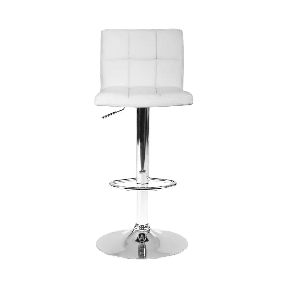 Artiss 2x Bar Stools Leather Gas Lift White - Furniture > Bar Stools & Chairs