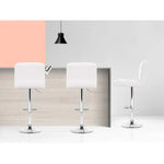 Artiss 2x Bar Stools Leather Gas Lift White - Furniture > Bar Stools & Chairs