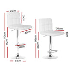 Artiss 2x Bar Stools Leather Gas Lift White - Furniture > Bar Stools & Chairs