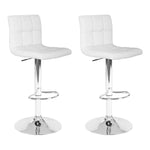 Artiss 2x Bar Stools Leather Gas Lift White - Furniture > Bar Stools & Chairs