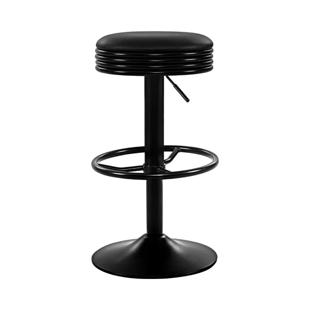 Artiss 2x Bar Stools Leather Padded Gas Lift Black - Furniture > Bar Stools & Chairs