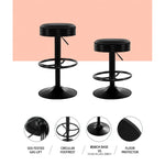 Artiss 2x Bar Stools Leather Padded Gas Lift Black - Furniture > Bar Stools & Chairs