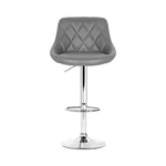 Artiss 2x Bar Stools Leather Padded Gas Lift Grey - Furniture > Bar Stools & Chairs