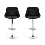 Artiss 2x Bar Stools Leather Padded Gas Lift Stool Black - Furniture > Bar Stools & Chairs > Table & Bar Stools