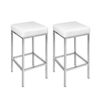 Artiss 2x Bar Stools Leather Padded Metal White - Furniture > Bar Stools & Chairs