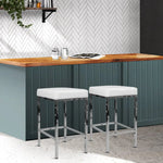 Artiss 2x Bar Stools Leather Padded Metal White - Furniture > Bar Stools & Chairs