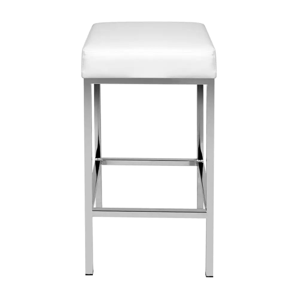 Artiss 2x Bar Stools Leather Padded Metal White - Furniture > Bar Stools & Chairs