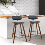Artiss 2x Bar Stools Leather Padded w/Backrest - Furniture > Bar Stools & Chairs