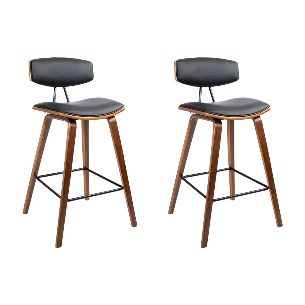 Artiss 2x Bar Stools Leather Padded w/Backrest - Furniture > Bar Stools & Chairs