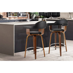 Artiss 2x Bar Stools Leather Seat Wooden Legs - Furniture > Bar Stools & Chairs
