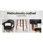 Artiss 2x Bar Stools Leather Seat Wooden Legs - Furniture > Bar Stools & Chairs