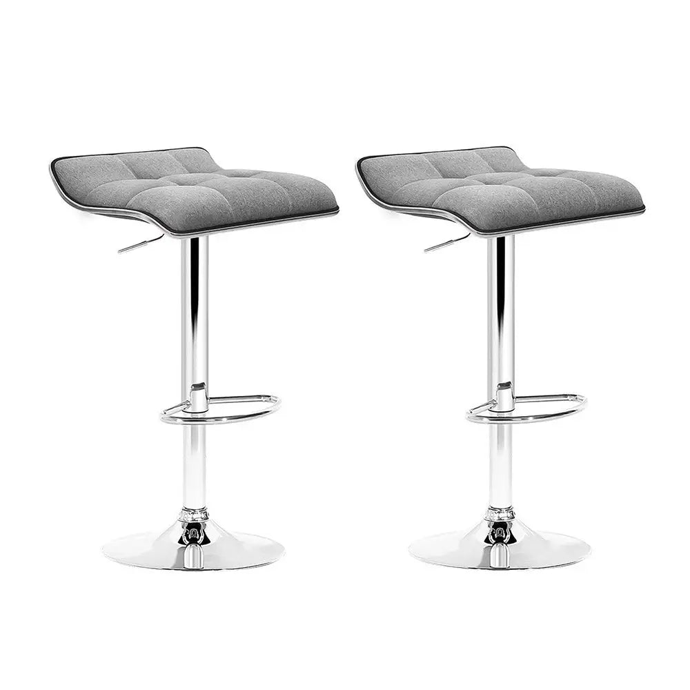 Artiss 2x Bar Stools Linen Padded Gas Lift - Furniture > Bar Stools & Chairs