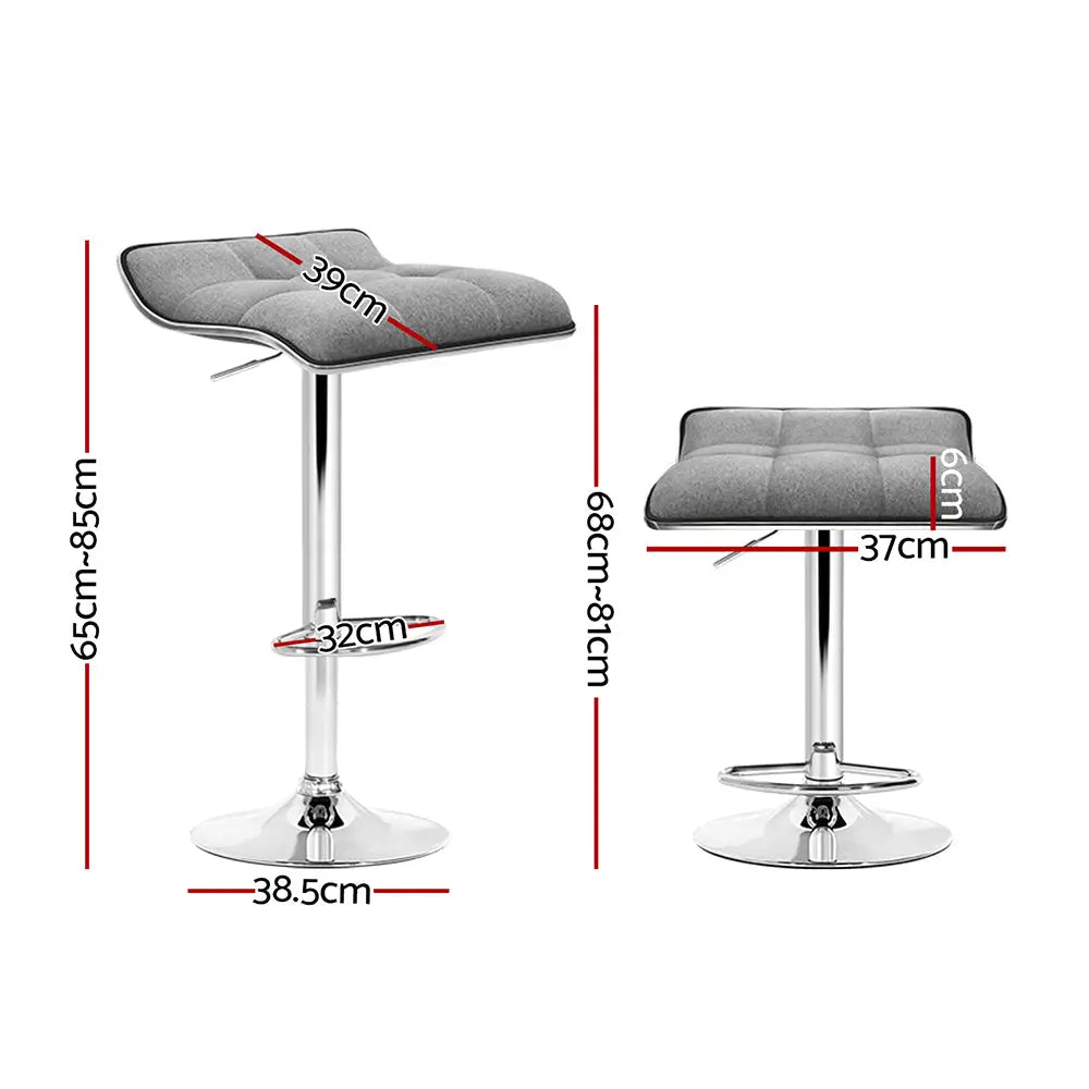Artiss 2x Bar Stools Linen Padded Gas Lift - Furniture > Bar Stools & Chairs